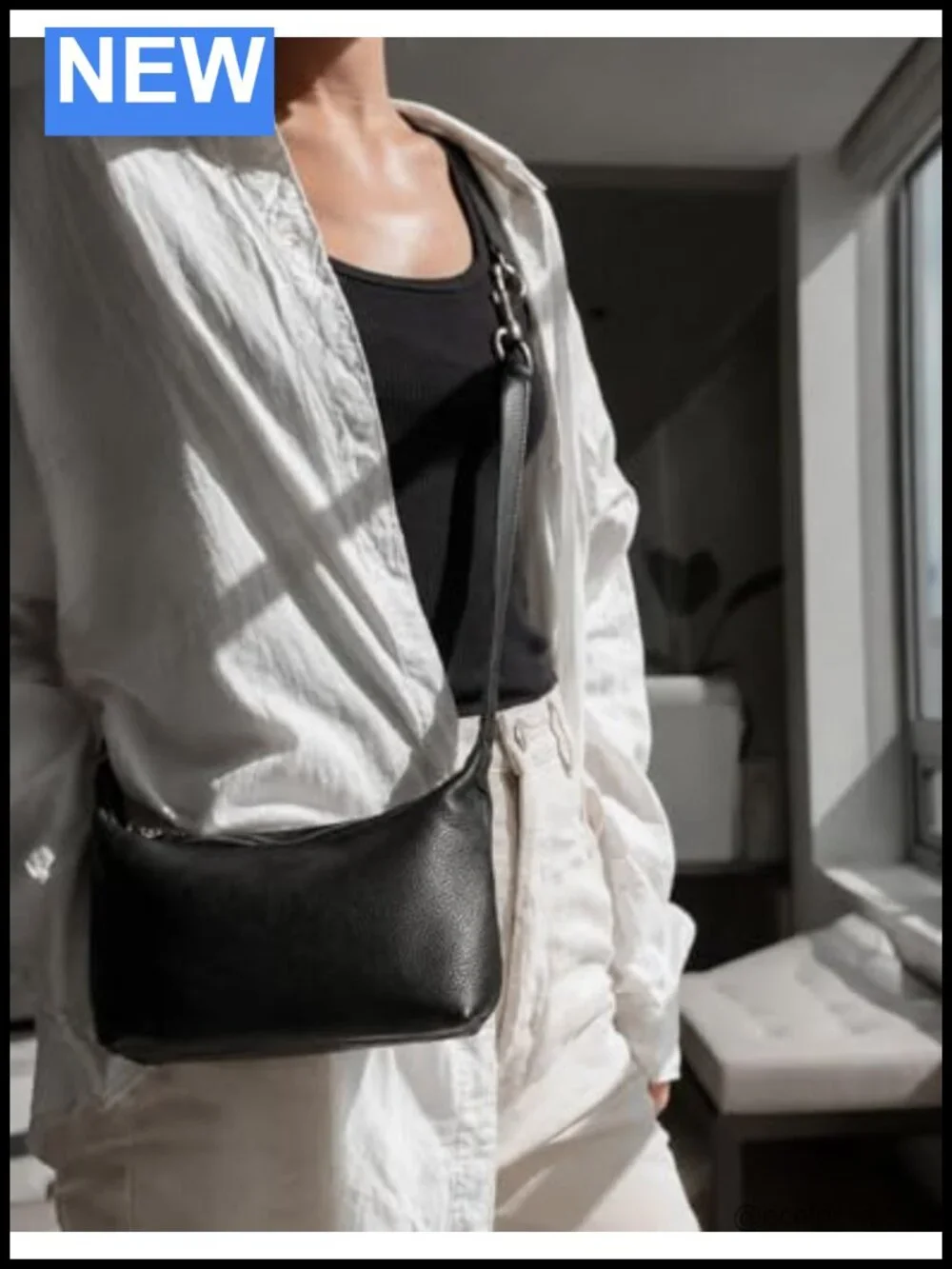 Women's Genuine Leather Hobo Bag Minimalist Crossbody Purse